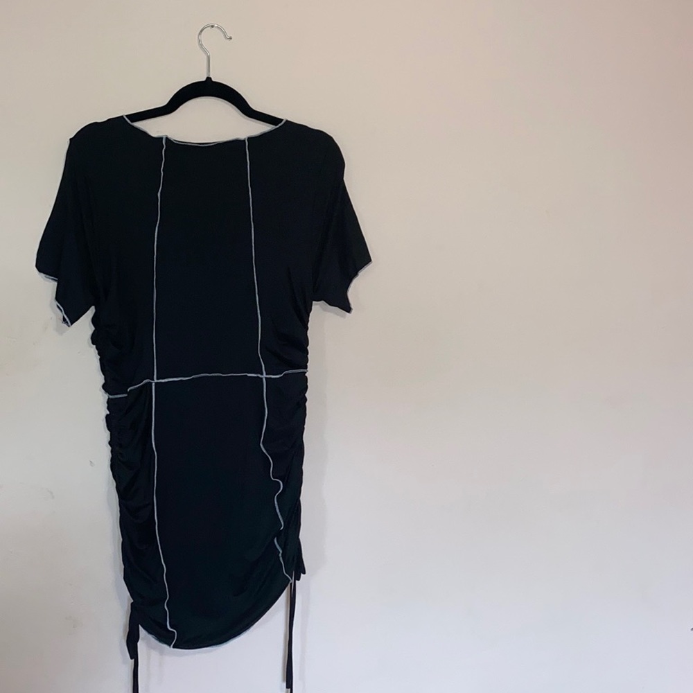 Black Plus Mini Dress with Drawstring Sides - Picture 5 of 7